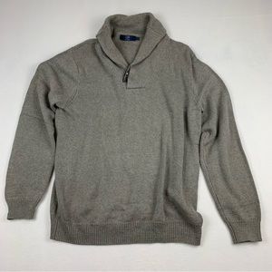 J.‎ Crew Sweater Men's Large Taupe Toggle Closure Long Sleeve Cotton Preppy